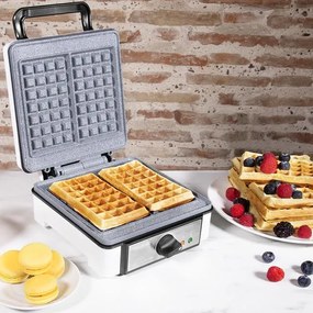 Máquina de waffles Revestimento antiaderente RockStone Fun Gofrestone Double, Termóstato ajustável, Wafles de grande formato, 1200 W