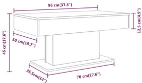 Mesa centro 96x50x45 cm derivados de madeira carvalho castanho