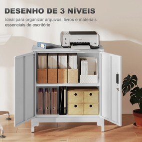 Armário de Arrumação Metálico Armário de Escritório com 2 Portas Arquivador para Escritório 80x35x91 cm Branco