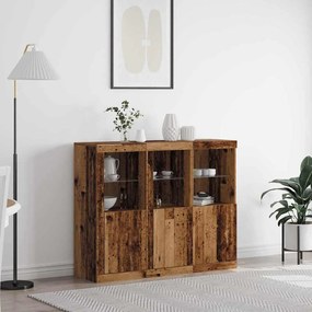 vidaXL Buffet 3 pcs Madeira antiga 123 x 37 x 100 cm