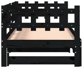 Sofá-cama de puxar 2x(90x200) cm pinho maciço preto