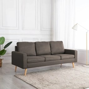 vidaXL Sofá de 3 lugares tecido cinzento-acastanhado