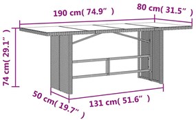 7 pcs conjunto de jantar p/ jardim c/ almofadões vime PE preto