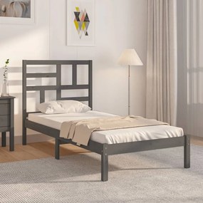 vidaXL Estrutura de cama 100x200 cm madeira maciça cinzento