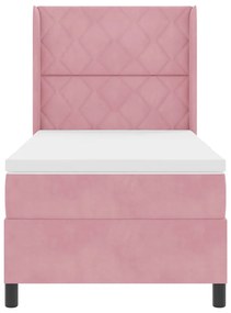 Cama Box Spring com Colchão Rosa 90x190 cm Veludo