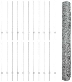 Postes de Cerca vidaXL 22 pcs U-Channel 120 cm Aço Galvanizado
