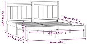 Estrutura de cama pequena casal 120x190 cm pinho maciço