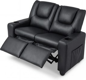 Sofá Infantil Duplo Reclinável, 96 x 51,5 x 69 cm, Espuma de Alta Densidade, Preto