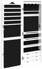 Móvel para joias de parede espelhado 37,5x10x106 cm branco