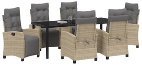 Conjunto de Jantar de Jardim de 7 Peças Bege Rattan Poliéster