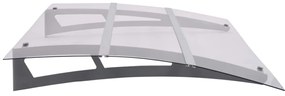Toldo para porta 120x90cm policarbonato prateado e transparente