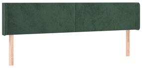 Cabeceira cama c/ luzes LED veludo 183x16x78/88 cm verde-escuro