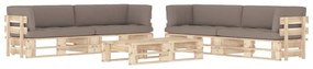 vidaXL 6 pcs conj. lounge paletes c/ almofadões pinho impregnado
