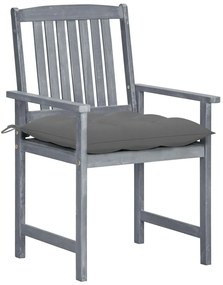 Cadeiras de jardim c/ almofadões 8 pcs acácia maciça cinzento
