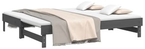 Estrutura sofá-cama de puxar 2x(90x190) cm pinho maciço cinza