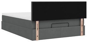 Cama otomana com colchão 140x200 cm tecido cinzento escuro