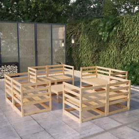 vidaXL 9 pcs conjunto lounge de jardim pinho maciço