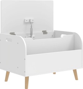 AIYAPLAY Baú de Brinquedos Infantil Baú de Arrumação Infantil Tampa Rebatível e Compartimento Aberto 60x40x43 cm Branco | Aosom Portugal
