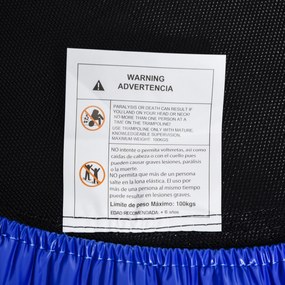 HOMCOM Cama Elástica Fitness Ø100cm Trampolim de Aço com 36 Molas com Protetor de Borda Incluido para Treinamento Interior Carga 100kg Preto e Azul