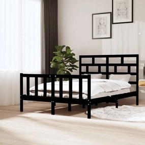 3101352 vidaXL Estrutura de cama 140x200 cm madeira de pinho maciça preto