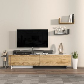 Móvel TV Tammy – Branco/Carvalho/Antracite – 180x54x36,8 cm
