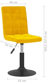 Cadeiras de jantar giratórias 2 pcs veludo amarelo mostarda