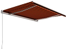 Toldo retrátil manual 450x300 cm laranja e castanho