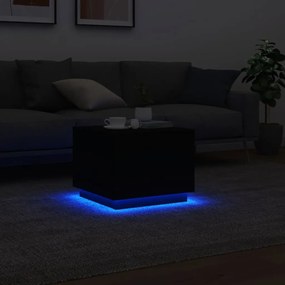 Mesa de centro com luzes LED 50x50x40 cm preto