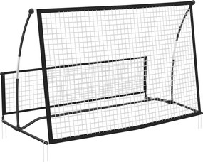 SPORTNOW Rede de Ressalto Dobrável 2 em 1 com Bolsa de Transporte para Treino de Futebol e Basebol 200x94x122 cm Preto | Aosom Portugal