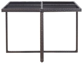 9 pcs conjunto jantar exterior c/ almofadões vime PE castanho