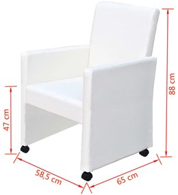 Cadeiras de jantar 6 pcs couro artificial branco
