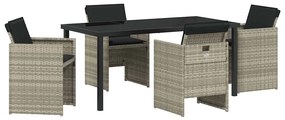 Conjunto de Jantar para Jardim com 5 Peças , Almofadas Cinza Claro, Ra