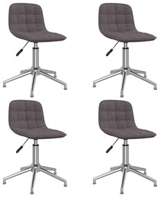 vidaXL Cadeiras de jantar giratórias 4 pcs tecido cinzento-acastanhado