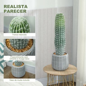 Cacto Artificial 66 cm, Planta Artificial Decorativa com Vaso para Decoração de Interiores Verde