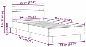 Cama de Madeira Carvalho Artisan da , 90 x 190 cm, Feita de Madeira de
