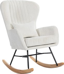 HOMCOM Poltrona de Balanço com Almofada Assento Estofado Encosto Alto 67x88x104 cm Branco | Aosom Portugal