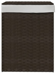 Cesto p/ roupa suja c/ tampa 46x33x60cm vime PE castanho-escuro