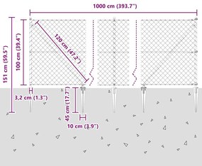 Conjunto de Postes de Cerca Prateado 10 x 1 m Aço galvanizado