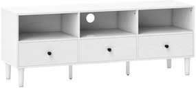 HOMCOM Móvel de TV Moderno com 3 Compartimentos Abertos 3 Gavetas para Televisão de 45/55/65 Polegadas 120x34x45 cm Branco