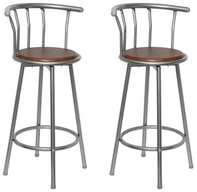 vidaXL Bancos de bar 2 pcs castanho aço