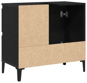 Armário de Pia vidaXL Preto Carvalho 65x33x60 cm em Madeira de Engenha