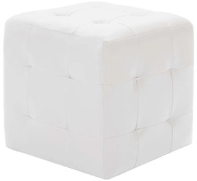 Pufe 2 pcs 30x30x30 cm couro artificial branco