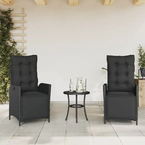 vidaXL Cadeiras jardim reclináveis 2 pcs c/ apoio de pés vime PE preto