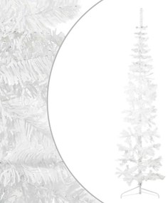 Meia árvore de Natal fina com suporte 210 cm branco