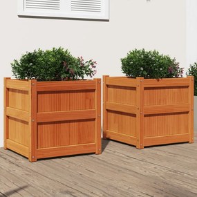 vidaXL Vasos/floreiras de jardim 2 pcs pinho maciço castanho cera