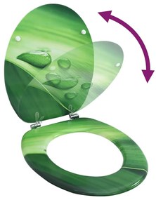 Assento sanita c/ tampa MDF design gotas de água verde