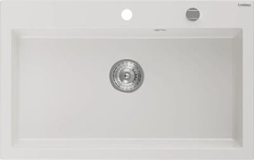 Mexen Elix lava-loiça de granito de 1-bacia 800 x 500 mm, branco, sifão cromado - 6527801005-20