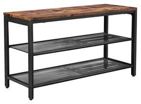 Banco de sapatos com assento e prateleiras de malha. | VASAGLE | 80 x 30 x 44.5 cm | antigo|preto | LBS74X.