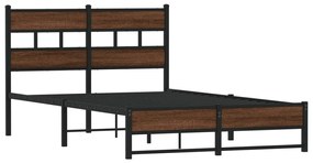 Estrutura de cama sem colchão 120x190cm metal carvalho castanho