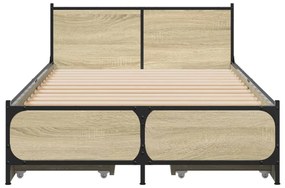 Estrutura de cama c/ gavetas derivados madeira carvalho sonoma